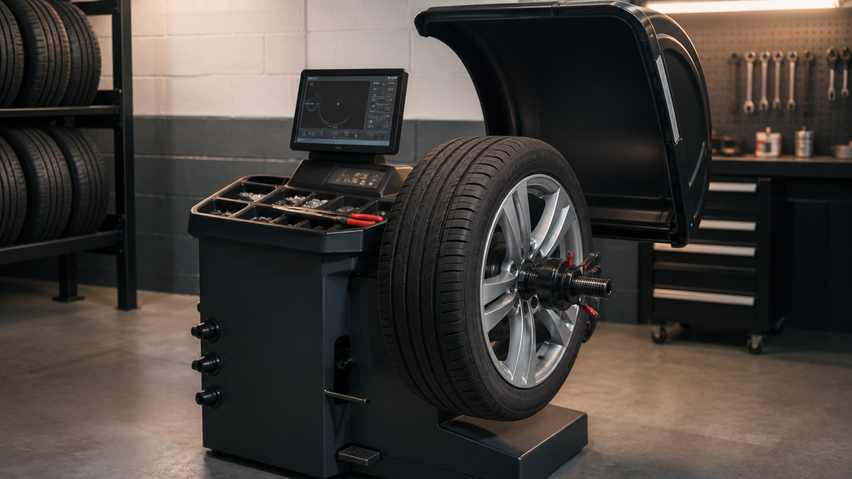 Friends Tyres service background for Wheel Balancing